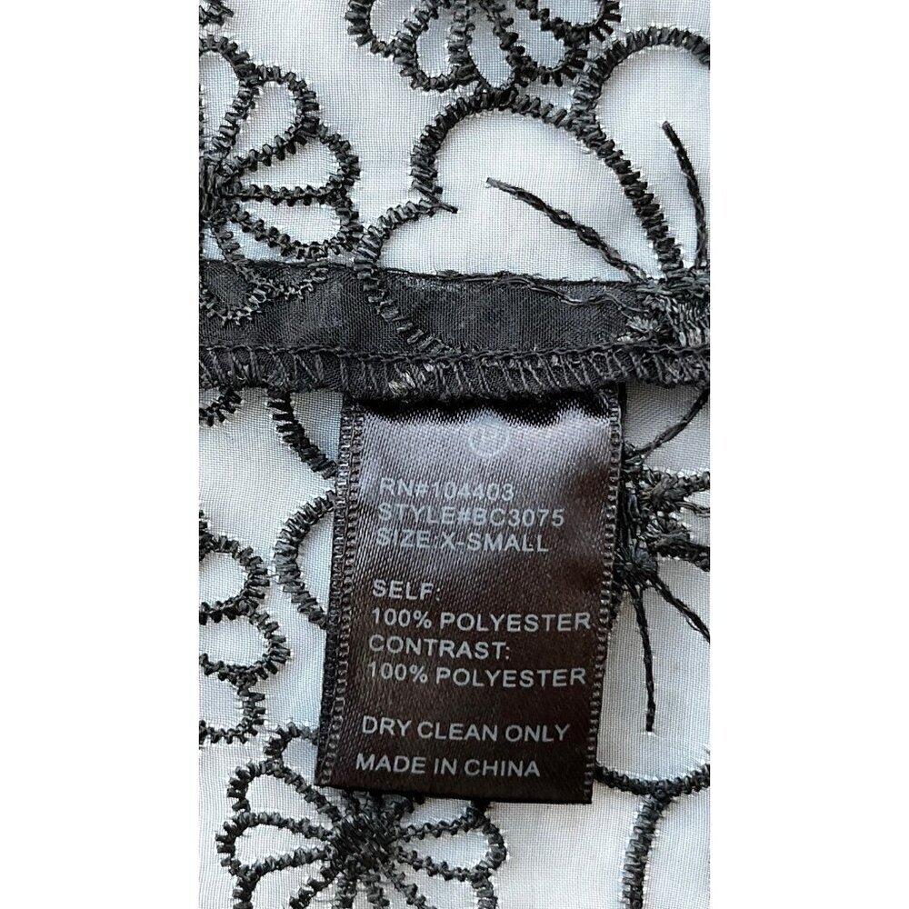 J.O.A Women’s Black Mesh Floral Sheer Collared Evening Jacket XS NWOT - Picture 7 of 12